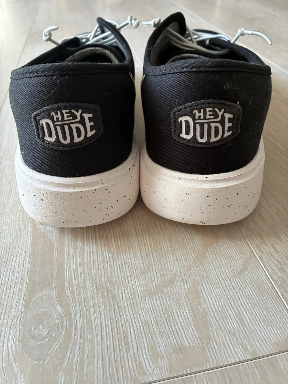 Hey Dude Cody Mesh Men's Black Low-Top Canvas Sneakers with White Sole